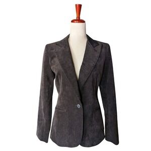 Norma Kamali Womens Black Corduroy Single Button Blazer Jacket NK39803V Size 8